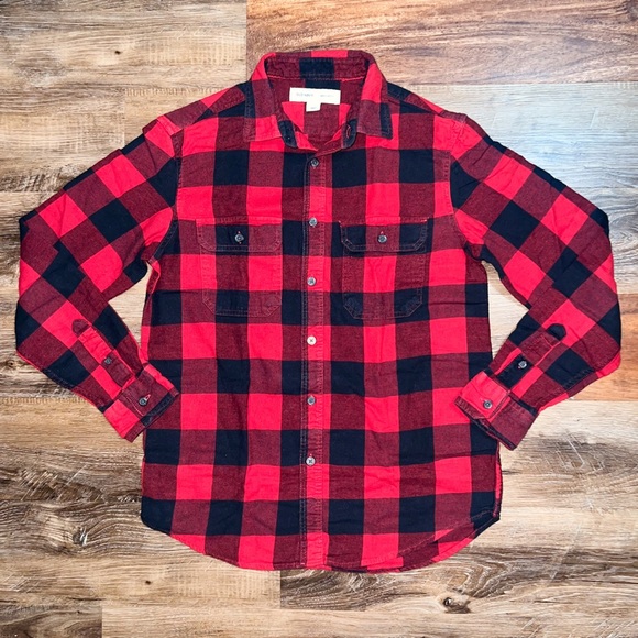 Old Navy Mens Regular Fit Checkered Flannel Shirt - Robbie Red, Size S - Picture 10 of 11